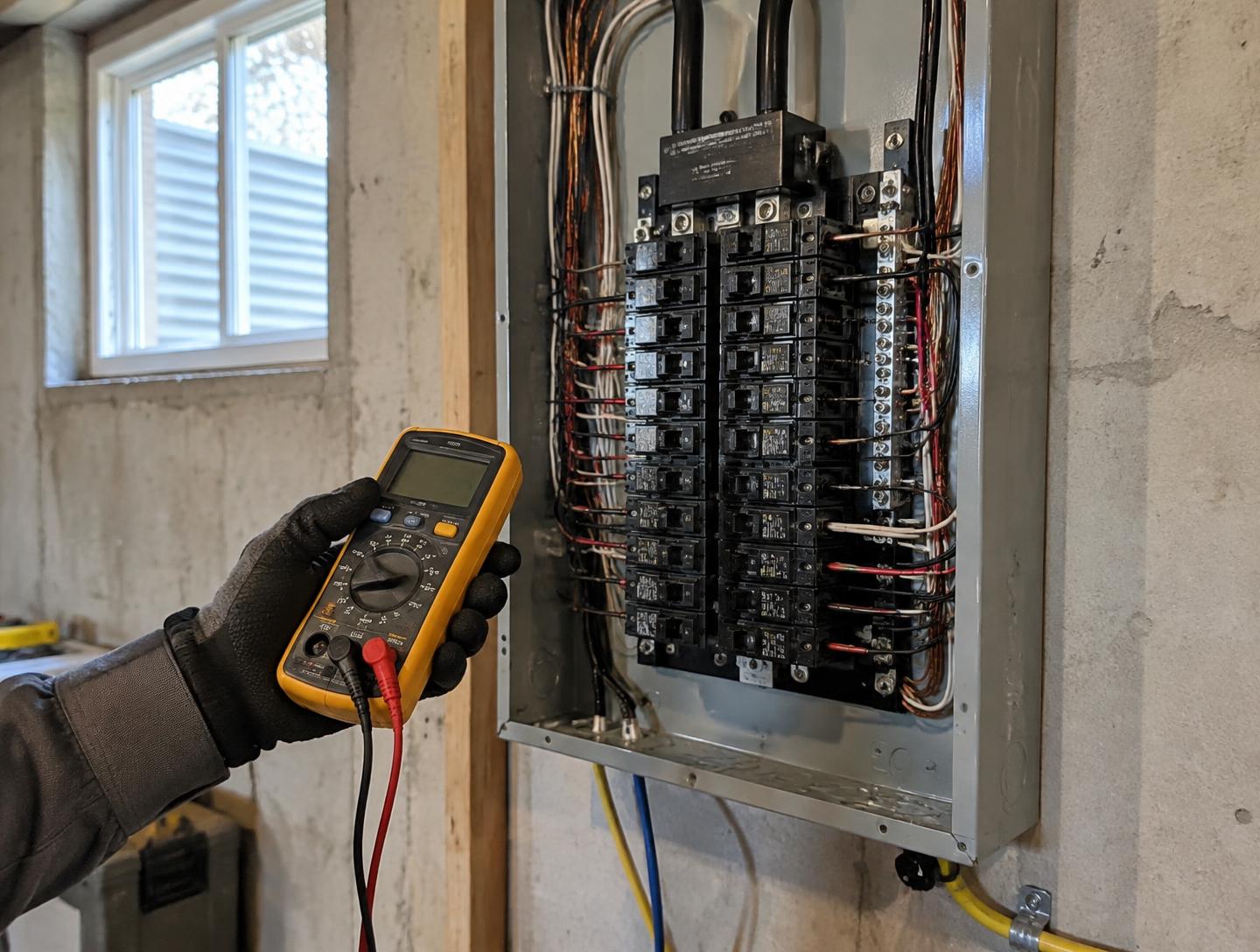 Electrical panel inspection with a multimeter